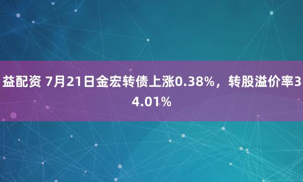益配资 7月21日金宏转债上涨0.38%，转股溢价率34.01%