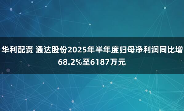 华利配资 通达股份2025年半年度归母净利润同比增68.2%至6187万元